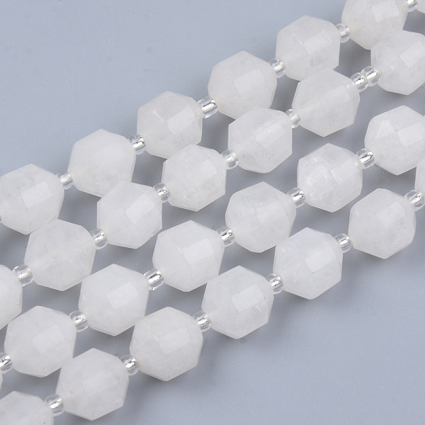 

PandaHall Natural White Jade Beads Strands, Round, Faceted, 8~9x10mm, Hole: 1.2mm, about 33~35pcs/strand, 15.16inch(38.5cm) White Jade Round