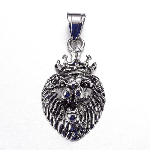 

PandaHall 316 Surgical Stainless Steel Pendants, Lion, Antique Silver, 49x23x15mm, Hole: 9x7mm 316 Surgical Stainless Steel Lion