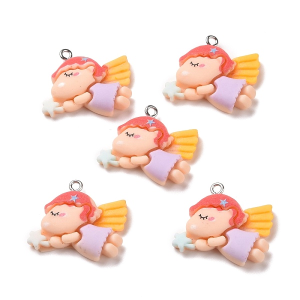 

PandaHall Opaque Resin Pendants, with Platinum Tone Iron Loops, Fairy, PeachPuff, 22x26x6.5mm, Hole: 2mm Resin Angel & Fairy Brown