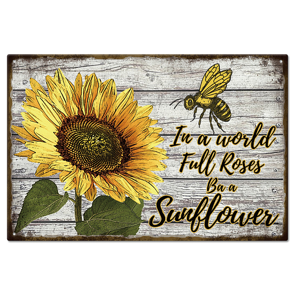

PandaHall GLOBLELAND Vintage Sunflower Bee and Funny Word Metal Tin Sign for Garage Man Personalized Signs Garden Cave Signs Art Plaque...