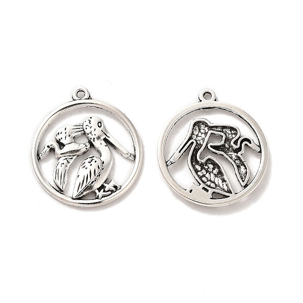 

PandaHall Tibetan Style Alloy Pendants, Flat Round with Bird Charm, Antique Silver, 24.5x22x2mm, Hole: 1.3mm, about 277pcs/500g Alloy Flat...