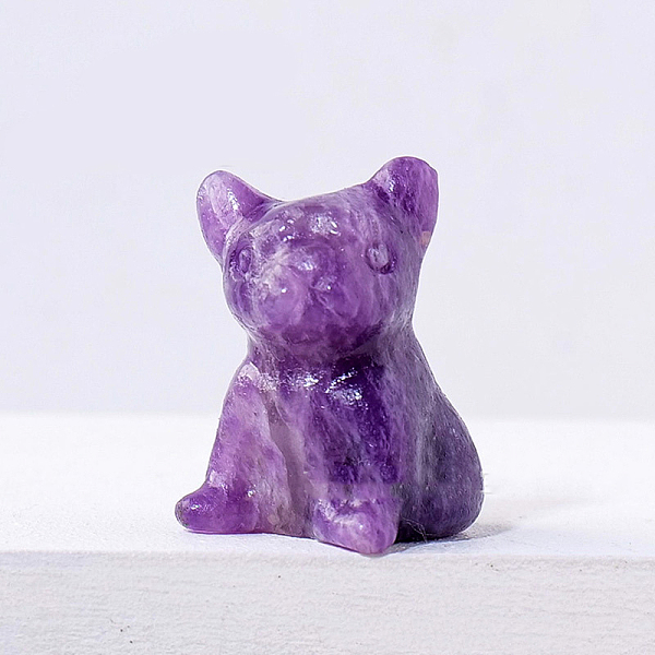 

PandaHall Natural Lepidolite Dog Figurine Display Decorations, Energy Stone Ornaments, 20x30mm Lepidolite Dog