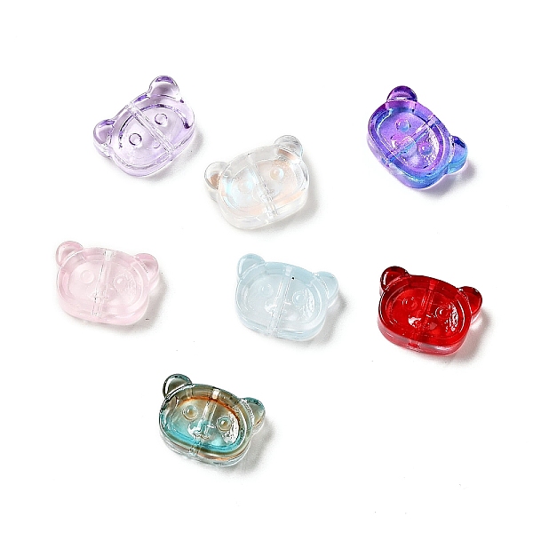 

PandaHall Spray Painted Transparent Glass Beads, Bear, Mixed Color, 10x14.5x5mm, Hole: 1.2mm Glass Bear Multicolor