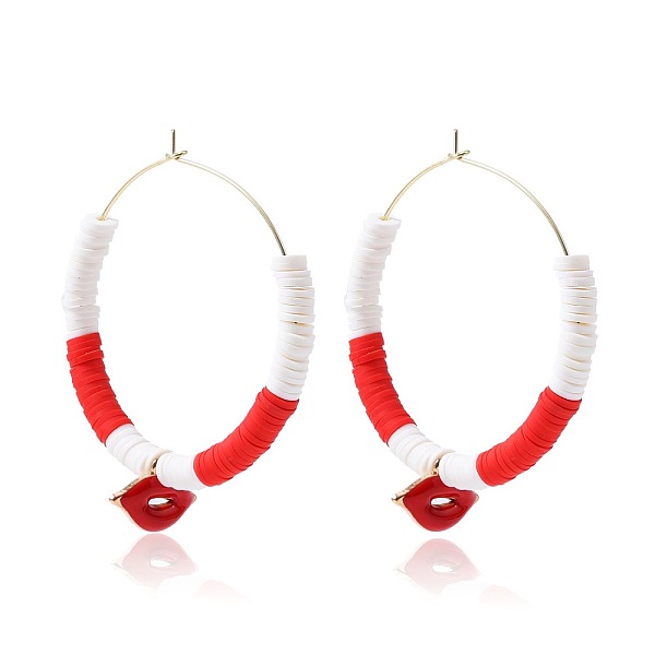 

PandaHall Bohemia Style Colorful Clay Beads Hoop Earrings, Ring Other