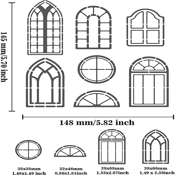 Benecreat 6x6-Zoll-Fenstermuster-Edelstahlschablonen