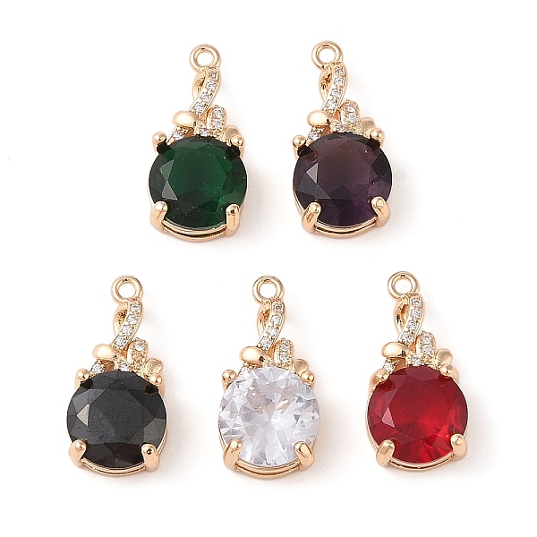 

PandaHall Brass with Glass Pendant, Round, Real 18K Gold Plated, 21x10x6mm, Hole: 1mm Brass+Glass Round