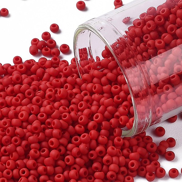 

PandaHall TOHO Round Seed Beads, Japanese Seed Beads, (45F) Opaque Frost Pepper Red, 11/0, 2.2mm, Hole: 0.8mm, about 1110pcs/bottle...