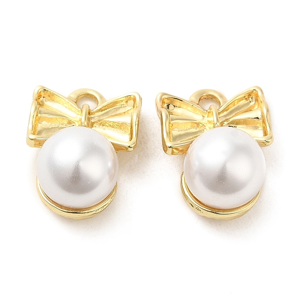 

PandaHall ABS Pearl Pendants, with Rack Plating Alloy Findings, Bowknot, Golden, 18.5x13.5x11mm, Hole: 2.4mm Alloy+Plastic Bowknot White