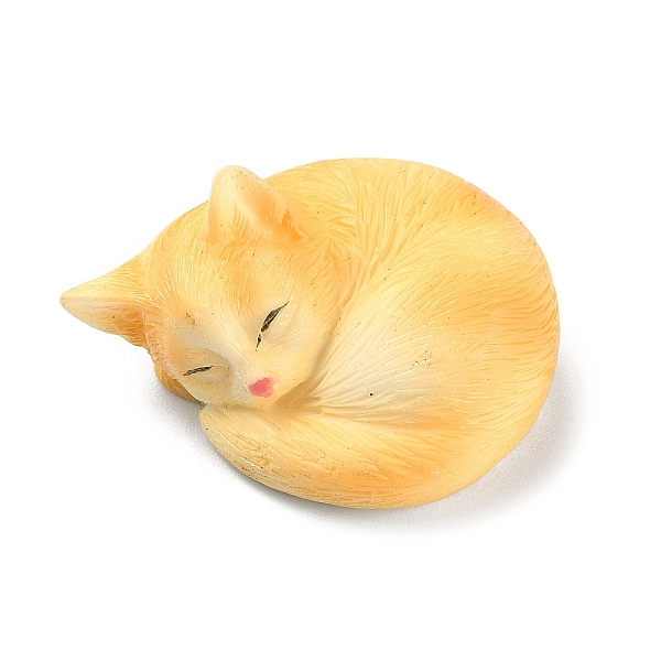 PandaHall Resin Cat Display Decorations, for Desktop Car Decoration, Orange, 27x36x18.5mm Resin Cat Shape Orange