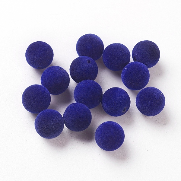 

PandaHall Flocky Acrylic Beads, Round, Blue, 14mm, Hole: 2mm Acrylic Round Blue