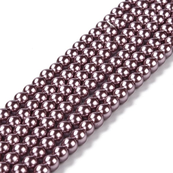 

PandaHall Eco-Friendly Grade A Glass Pearl Beads, Pearlized, Round, Thistle, 6mm, Hole: 1.2~1.5mm, about 68pcs/Strand, 16''(40.64cm) Glass..., Purple