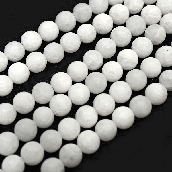 

PandaHall Natural Malaysia Jade Beads Strands, Round, Dyed & Heated, Frosted, 8mm, Hole: 1mm, about 48pcs/strand, 15 inch Malaysia Jade..., White