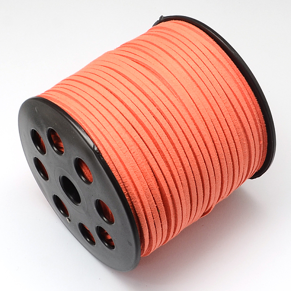 

PandaHall Faux Suede Cord, Faux Suede Lace, Coral, 2.7x1.4mm, about 98.42 yards(90m)/roll Faux Suede Red