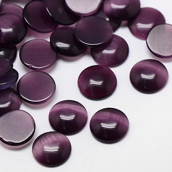 

PandaHall Cat Eye Cabochons, Half Round, Purple, 12x3mm Glass Half Round Purple