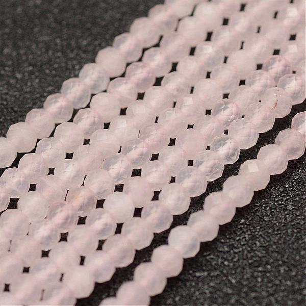 

PandaHall Natural Rose Quartz Beads Strands, Faceted, Rondelle, 3x2mm, Hole: 0.5~0.6mm, about 129~173pcs/strand, 15.5 inch(39.5cm) Rose..., Pink