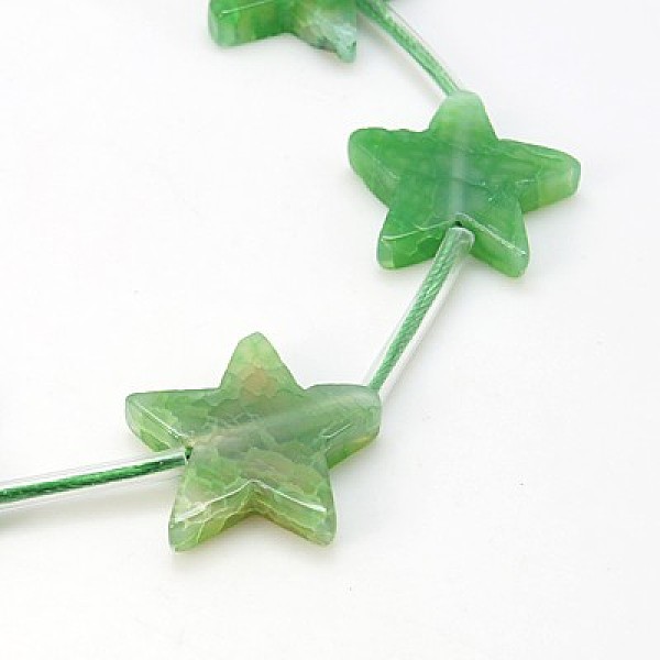 

PandaHall Natural Agate Beads Strands, Dyed, Star, Green, 26x6mm, Hole: 1mm Natural Agate Star Green