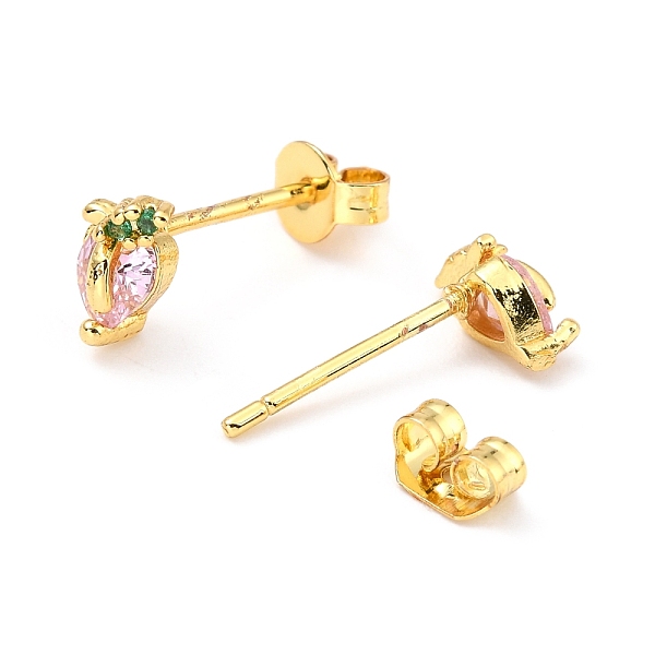 

PandaHall Brass Micro Pave Cubic Zirconia Stud Earrings, Long-Lasting Plated, Peach, Pink, Real 18K Gold Plated, 6.7x5.1mm, Pin: 0.9mm Cubic...