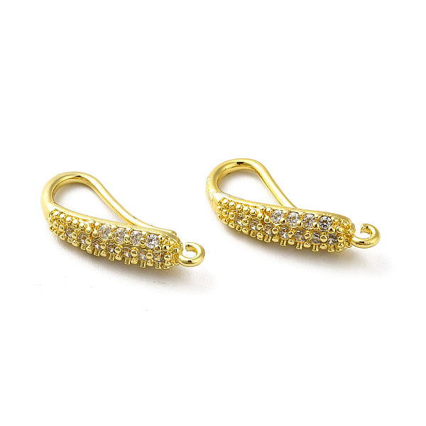 

PandaHall Brass Micro Pave Clear Cubic Zirconia Earring Hooks, Ear Wire, with Loops, Real 18K Gold Plated, 17.5x4mm, Hole: 1mm, 18 Gauge...