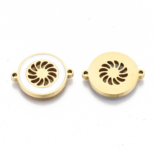 

PandaHall 304 Stainless Steel Enamel Links Connectors, Laser Cut, Flat Round, White, Golden, 14.5x18.5x2mm, Hole: 1.2mm 304 Stainless Steel...