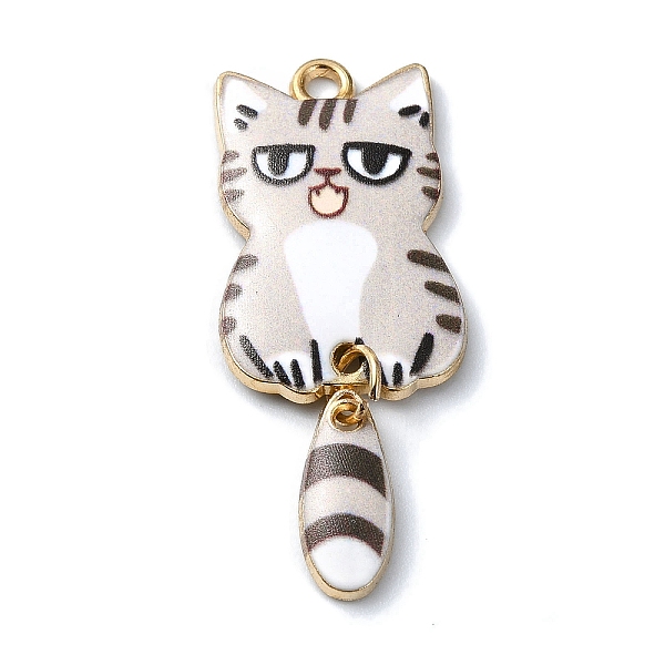

PandaHall Alloy Enamel Pendants, Golden, Cat Charm, Gainsboro, 39x15.5x2mm, Hole: 2mm Alloy+Enamel Cat Shape Gray