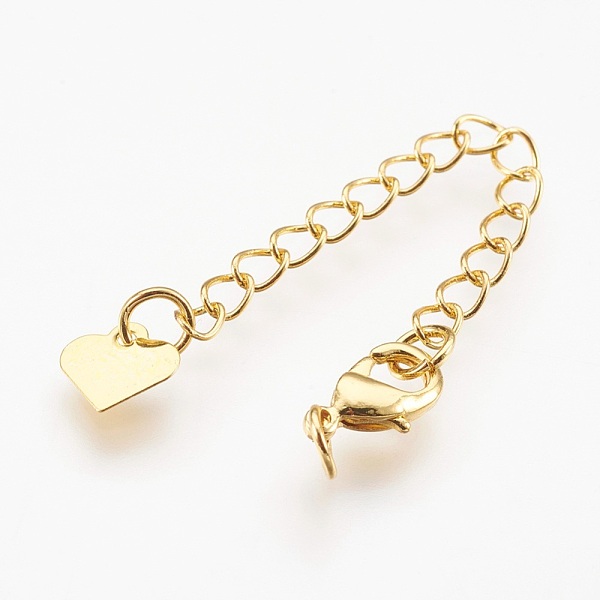 

PandaHall Brass Chain Extender, with Lobster Claw Clasps, Cadmium Free & Nickel Free & Lead Free, Long-Lasting Plated, Heart, Real 18K Gold...
