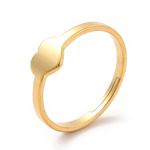 

PandaHall Ion Plating(IP) 201 Stainless Steel Heart Adjustable Ring for Women, Real 18K Gold Plated, US Size 6 1/2(16.9mm) 201 Stainless...