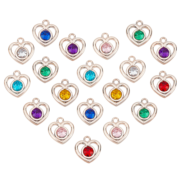 

PandaHall CHGCRAFT 100Pcs UV Plating ABS Plastic Pendants, with Acrylic Rhinestone, Faceted, Heart, Mixed Color, 23x22x7mm, Hole: 3mm ABS..., Multicolor