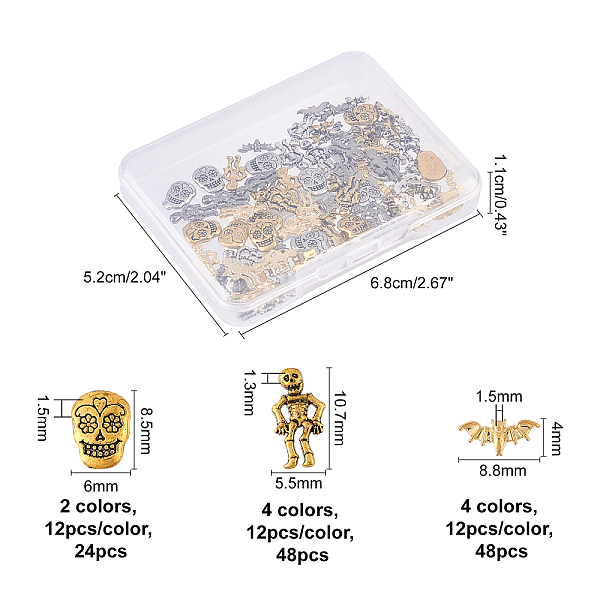 

PandaHall Olycraft 120Pcs 4 Colors Halloween Jewelry, Alloy Cabochons, Nail Art Decoration Accessories, DIY Crystal Epoxy Resin Material...