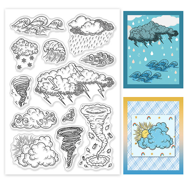 PandaHall BENECREAT Weather Themed Transparent Stamp, Sea Wave Rain Snow Thunder Cloudy Tornado Transparent PVC Seal Stamp for Card Making... PandaHall BENECREAT Weather Themed Transparent Stamp, Sea Wave Rain Snow Thunder Cloudy Tornado Transparent PVC Seal Stamp for Card Making...