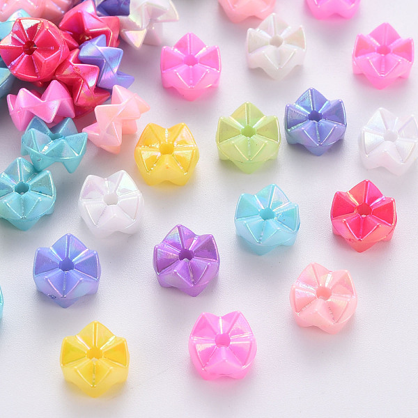 

PandaHall Opaque Acrylic Beads, Dyed, AB Color, Flower, Mixed Color, 9x5.5mm, Hole: 1.6mm, about 2170pcs/500g Acrylic Flower Multicolor