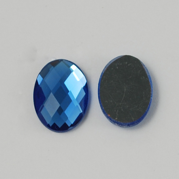 

PandaHall Electroplate Glass Cabochons, Flat Back & Back Plated, Faceted, Oval, Dodger Blue, 14x10x4mm Glass Rhinestone Oval