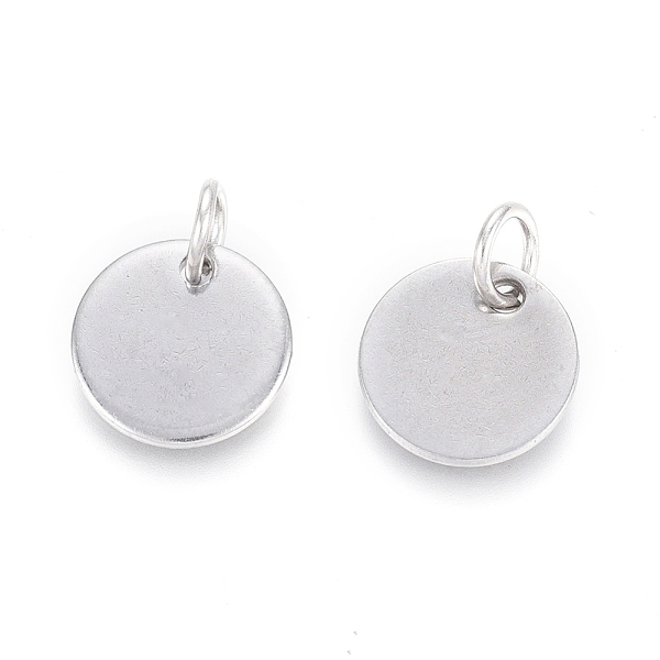 

PandaHall 304 Stainless Steel Charms, with Jump Rings, Blank Stamping Tag, Flat Round, Stainless Steel Color, 10x1mm, Hole: 3.5mm 304...