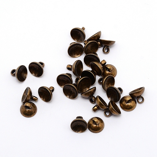 

PandaHall Brass Bead Cap Pendant Bails, for Globe Glass Bubble Cover Pendant Making, Antique Bronze, 8x6.5mm, Hole: 2mm, 100pcs/bag Brass