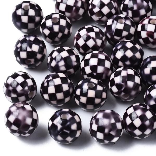 

PandaHall Opaque Printed Acrylic Beads, Round, Black, 11.5~12x11mm, Hole: 2.5mm Acrylic Round Black