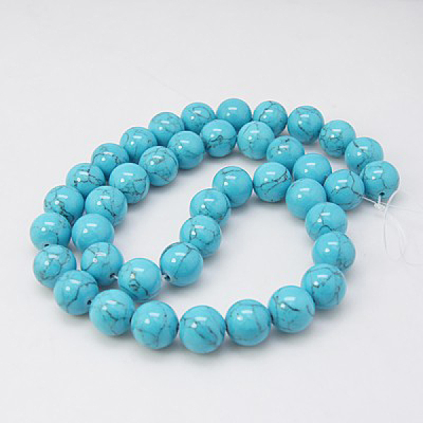 

PandaHall Synthetic Turquoise Beads Strands, Dyed, Round, Deep Sky Blue, 8mm, Hole: 1mm, about 50pcs/strand, 15.7 inch Synthetic Turquoise...