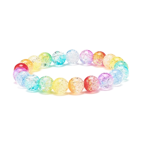 

PandaHall Rainbow Acrylic Round Beaded Stretch Bracelet for Women, Colorful, Beads: 10mm, Inner Diameter: 2-1/4 inch(5.8cm) Acrylic
