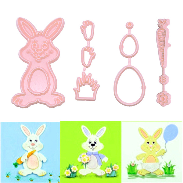 PandaHall Food Grade Plastic Molds, Fondant Molds Set, Bakeware Tools, For DIY Cake Decoration, Chocolate, Candy Mold, Easter Theme Pattern...