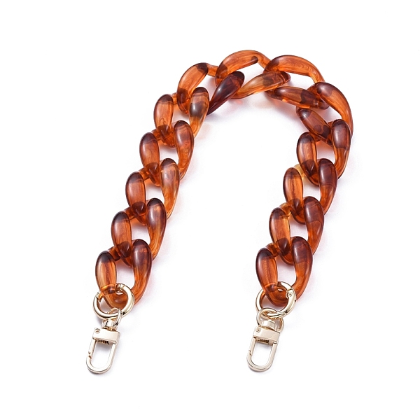 PandaHall Acrylic Curb Chain Purse Bag Handle, with Alloy Spring Gate Ring and Swivel Clasps, for Replacement Bag Accessories, Chocolate...