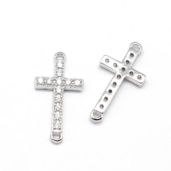 

PandaHall Latin Sideways Cross Brass Micro Pave Cubic Zirconia Links, Clear, Cadmium Free & Nickel Free & Lead Free, Real Platinum Plated...
