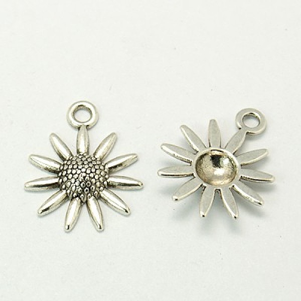 

PandaHall Tibetan Style Alloy Pendants, Lead Free, Nickel Free and Cadmium Free, Sunflower, Antique Silver, 22x18x3.5mm, Hole: 3mm. Alloy...