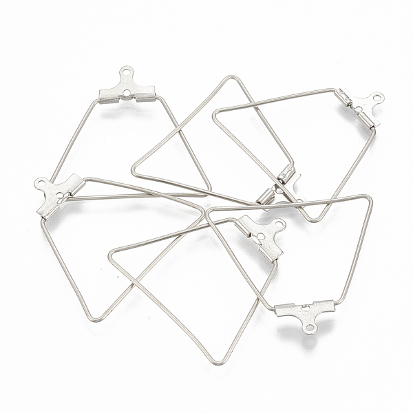 

PandaHall 304 Stainless Steel Wire Pendants, Hoop Earring Findings, Trapezoid, Stainless Steel Color, 24 Gauge, 26~26.5x27~28x0.5mm, Hole...