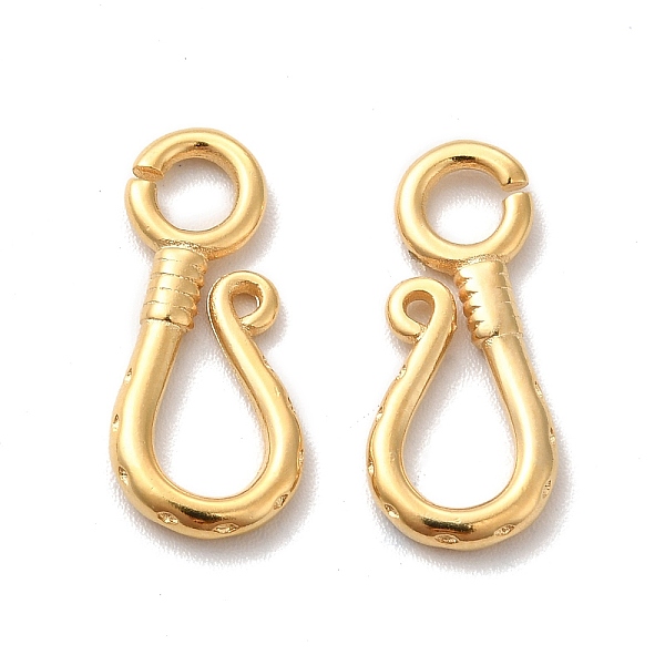 

PandaHall Brass Hook Clasps, Cadmium Free & Lead Free, Long-Lasting Plated, Real 24K Gold Plated, 19x8x2mm, Hole: 3mm Brass