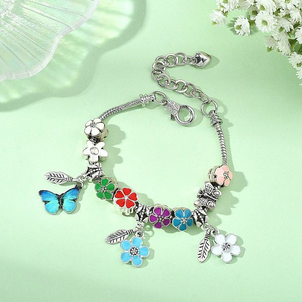 Bracelets à breloques en alliage de perles européennes pour femmes
