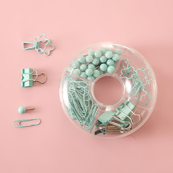 

PandaHall Metal Paper Clip Set, Aquamarine, 100mm Metal Mixed Shapes Green
