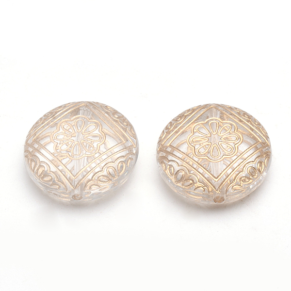 

PandaHall Golden Plated Acrylic Beads, Metal Enlaced, Flat Round, Clear, 21.5x8.5mm, Hole: 2mm Acrylic Flat Round Clear