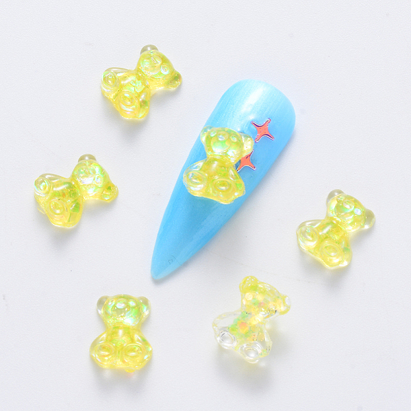 

PandaHall Bear Glitter Powder Epoxy Resin Cabochons, Nail Art Decoration Slime Charm, for Nail Art Supplies Filling Accessories, Yellow...