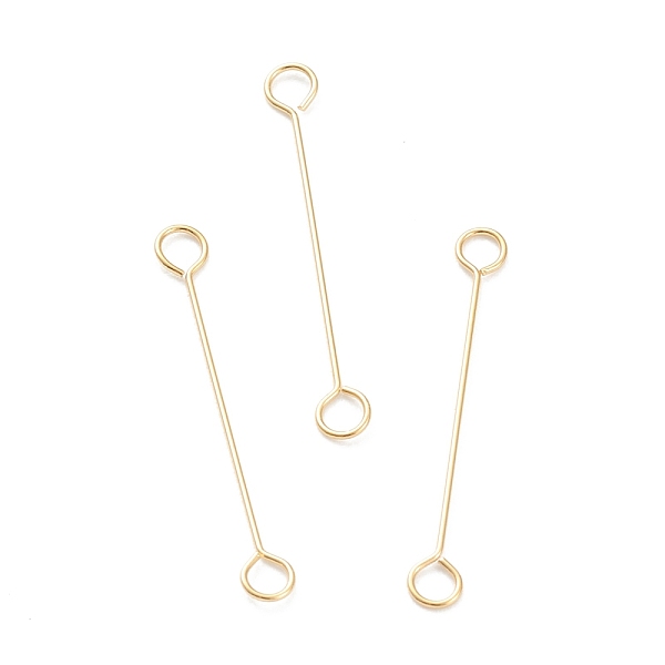 

PandaHall 316 Surgical Stainless Steel Eye Pins, Double Sided Eye Pins, Real 18K Gold Plated, 20x2.5x0.4mm, Hole: 1.6mm 316 Surgical...