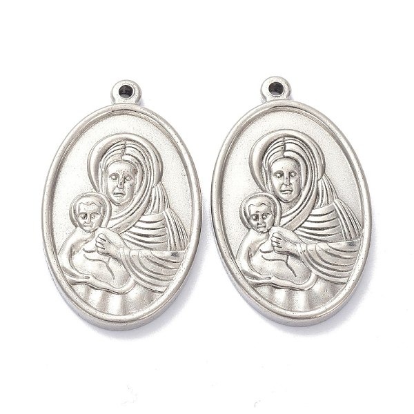 

PandaHall 304 Stainless Steel Pendants Settings for Enamel, Oval with Saint, Stainless Steel Color, 34x20x3mm, Hole: 1.6mm 304 Stainless...