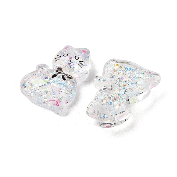 Transparent Resin Bowknot Kitten Decoden Cabochons