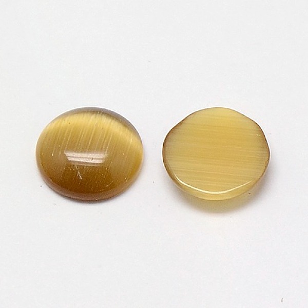 

PandaHall Cat Eye Cabochons, Half Round, Sienna, 12x3mm Glass Half Round Brown